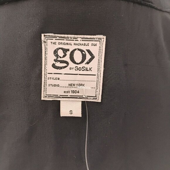 go silk velvet long sleeve black black button down ruffle collar washable silk - Picture 11 of 14